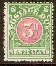 New Zealand 1902 3d Red and green - Postage Due. SGD36.