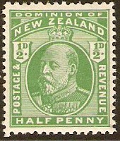 New Zealand 1909 d Yellow-green. SG387.