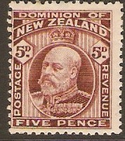 New Zealand 1909 5d Red-brown. SG402.