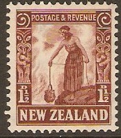 New Zealand 1935 1d Red-brown. SG558.