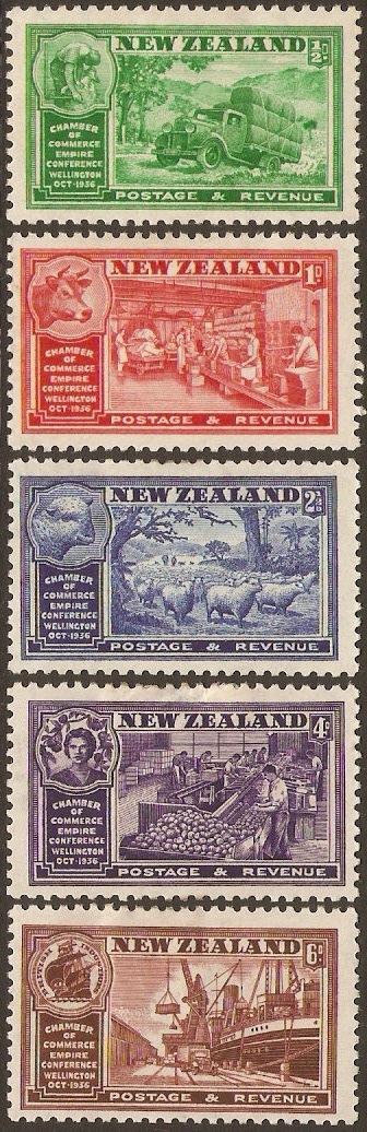 New Zealand 1936 Industries Set. SG593-SG597.