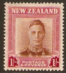 New Zealand 1947 1s Red-brown and carmine. SG686c.