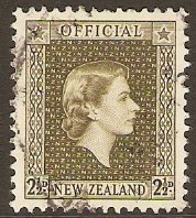 New Zealand 1954 2d Olive Official Stamp. SGO162.