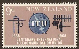 New Zealand 1965 9d ITU Centenary Stamp. SG828.