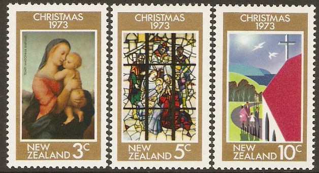 New Zealand 1973 Christmas Stamps Set. SG1034-SG1036.