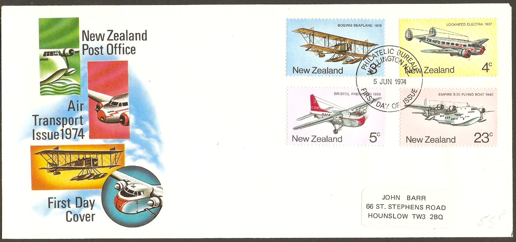 New Zealand 1974 Airmail History FDC.