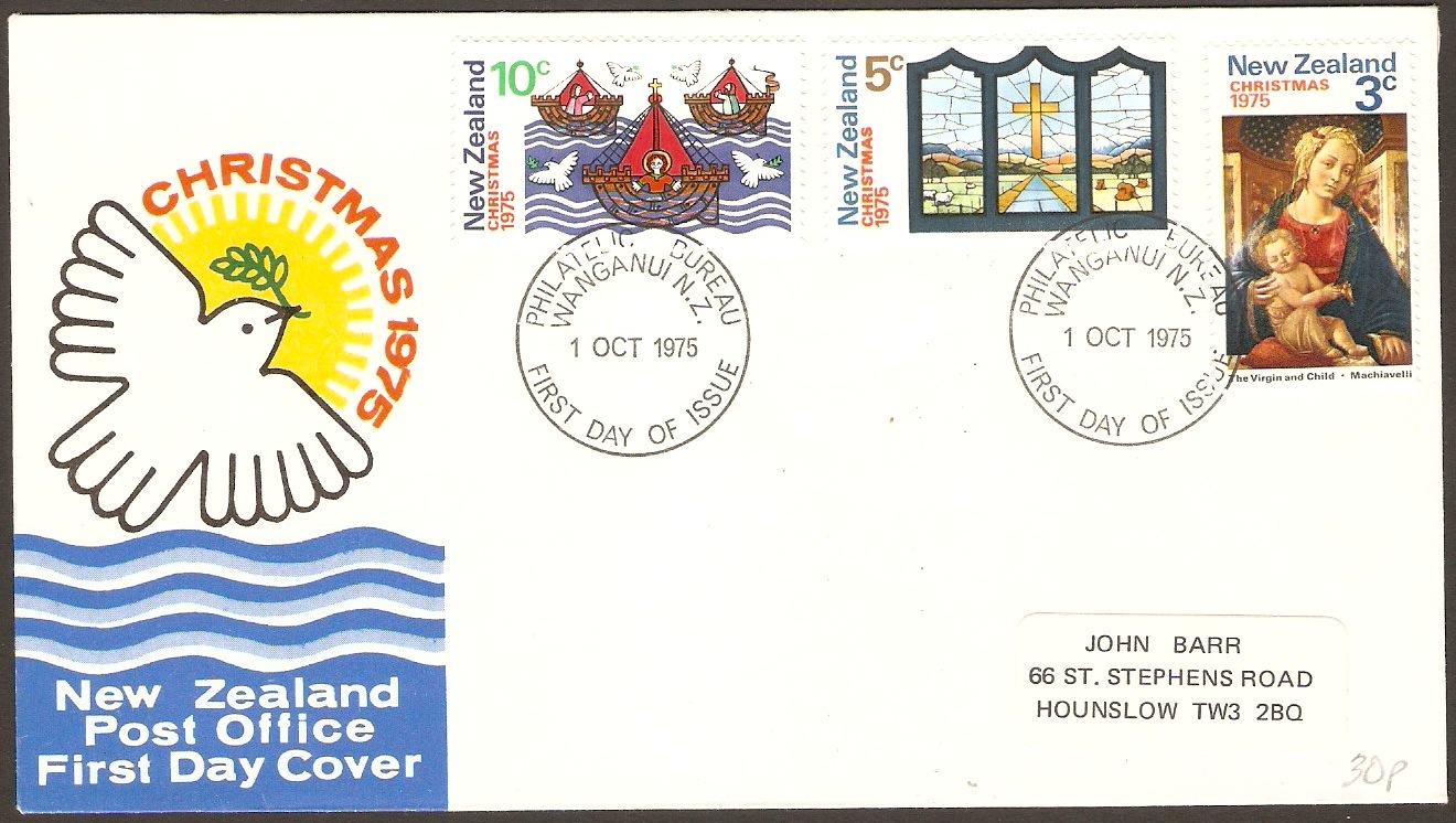 New Zealand 1975 Christmas Stamps FDC. SG1083-SG1085.