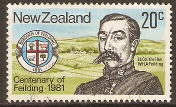 New Zealand 1981 20c Fielding Commemoration Stamp. SG1237.
