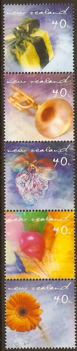 New Zealand 2001 40c Greetings Stamps. SG2414-SG2418.