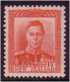 New Zealand 1938 1d. Scarlet . SG608.