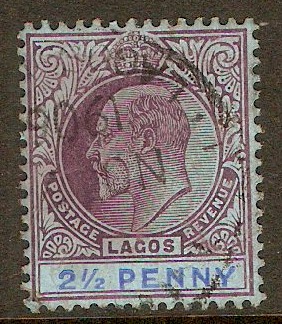 Lagos 1904 2d Dull purple and blue on blue. SG57a.