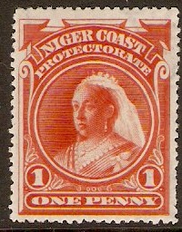 Niger Coast 1894 1d. Orange-Vermilion. SG52.