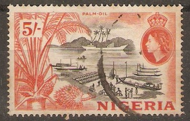 Nigeria 1953 5s Black and red-orange. SG78.