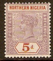 Northern Nigeria 1900 5d Dull mauve and chestnut. SG5.