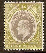 Southern Nigeria 1903 4d. Grey-black and olive-green. SG14.