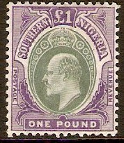 Southern Nigeria 1903 1 Green and violet. SG20.