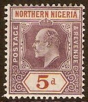 Northern Nigeria 1905 5d Dull purple and chestnut. SG24.