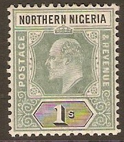 Northern Nigeria 1905 1s Green and black. SG26.