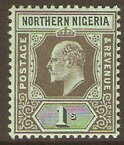 Northern Nigeria 1910 1s Black on green. SG36.