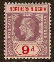 Northern Nigeria 1912 9d Dull purple and carmine. SG47.