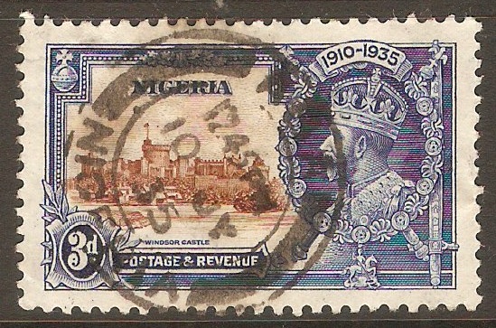 Nigeria 1935 3d Silver Jubilee Stamp. SG32.