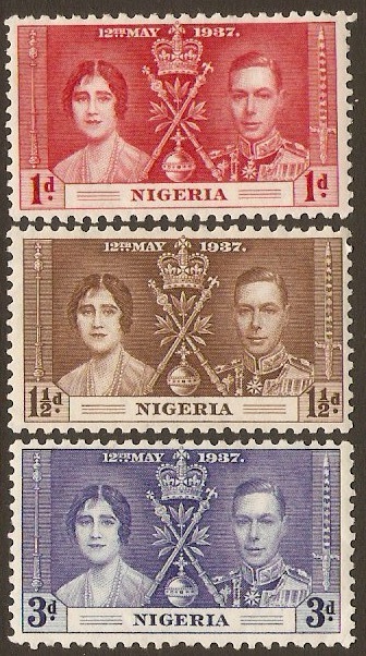 Nigeria 1937 Coronation Set. SG46-SG48.
