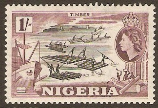 Nigeria 1953 1s Black and maroon. SG76.
