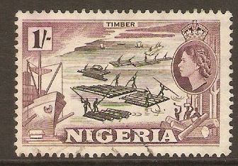Nigeria 1953 1s Black and maroon. SG76.