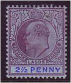 Lagos 1904 2d. Dull Purple and Blue on Blue Paper. SG47.
