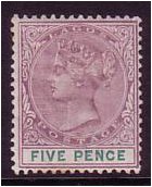 Lagos 1887 5d. Dull Mauve and Green. SG34.