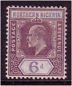 Northern Nigeria 1905 6d. Dull Purple and Violet. SG25.