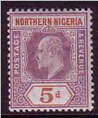 Northern Nigeria 1905 5d. Dull Purple and Chestnut. SG24a.