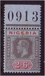Nigeria 1914 2s.6d. Black and Red on Blue Paper. SG9.