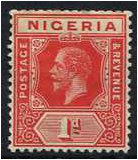Nigeria 1914 1d. Carmine-Red. SG2.