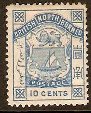 North Borneo 1886 10c blue. SG28.