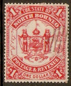 North Borneo 1888 $1 Scarlet. SG47.