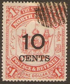 North Borneo 1895 10c on $1 Scarlet. SG88. - Click Image to Close