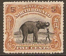 North Borneo 1909 5c Yellow-brown. SG165.