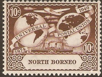 North Borneo 1949 10c brown. SG353. - Click Image to Close