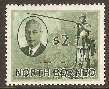 North Borneo 1950 $2 Grey-green. SG368. - Click Image to Close