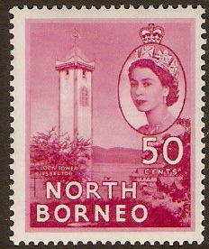 North Borneo 1954 50c Rose-carmine. SG382.