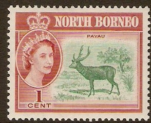 North Borneo 1961 1c Emerald and brown-red. SG391.