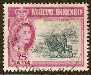 North Borneo 1961 75c Grey-blue and bright purple. SG402. - Click Image to Close