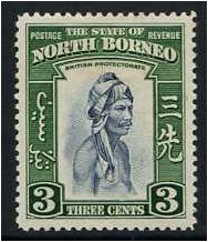 North Borneo 1939 3c Slate-blue and green. SG305. - Click Image to Close