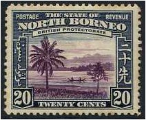 North Borneo 1939 20c Violet and slate-blue. SG312.