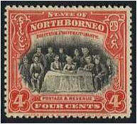 North Borneo 1909 4c. Scarlet. SG164.