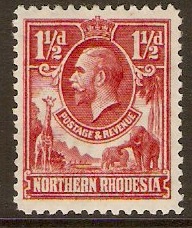 Northern Rhodesia 1925 1d carmine-red. SG3.