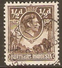 Northern Rhodesia 1938 d. Chocolate. SG26.