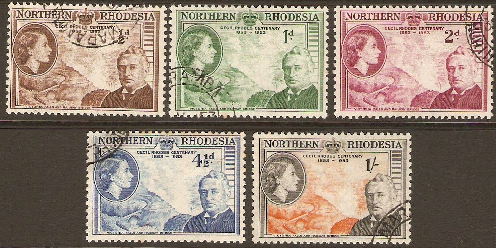 Northern Rhodesia 1953 Cecil Rhodes Commemoration Set. SG54-SG58