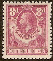 Northern Rhodesia 1925 8d rose-purple. SG8.